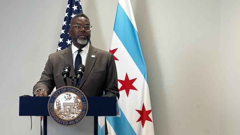 Mayor Brandon Johnson addresses the news media on Tuesday, July 7, 2026. (Heather Cherone / WTTW News)